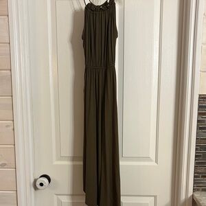 Olive Green Halter Dress Pink Lily